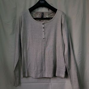 Beige Henley Lace Top