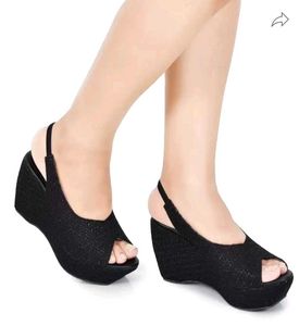 Chic Albely Black Wedge Sandals -length 23cm