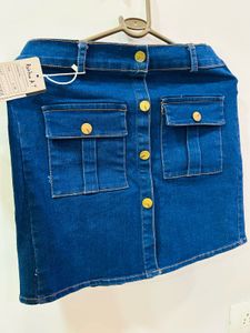 Denim Mini Skirt with Pockets