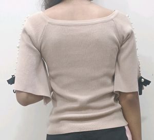 Beaded Off Sleeve Top