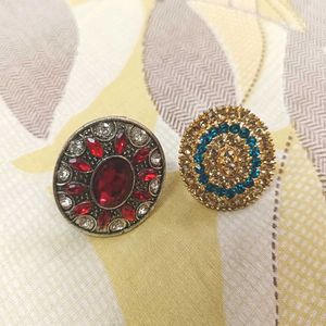 Red  Gemstone and blue diamond ring