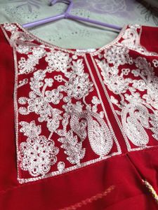 Red Embroidered Kurta