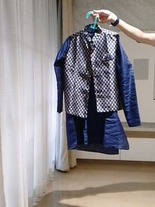 Blue Solid kurta Pyjama