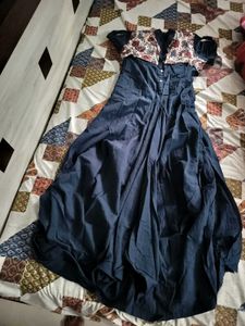 Navy Blue Floral Accent Dress
