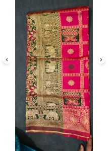 Elegant Pink &amp; Green Saree