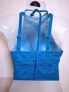 Blue Lace Halter Top