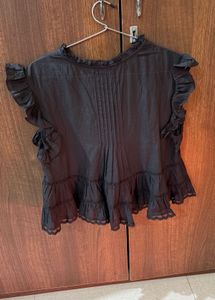 Ruffled Black Top