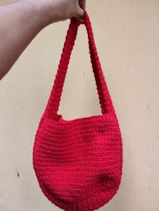Red Crocheted Bow Purse