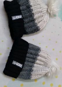 Pom-Pom Beanie Hats (Set of 2)