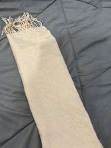 Soft Beige Scarf with Fringe