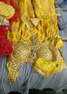 Yellow Embroidered Lehenga Choli Set