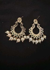 Pearl,Ruby and emerald dangle Earrings