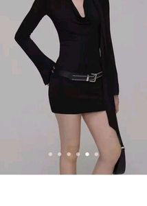 Chic Black Tie-Neck Dress