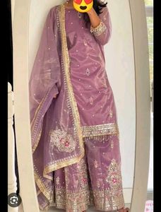 Purple Embroidered Kurta Set