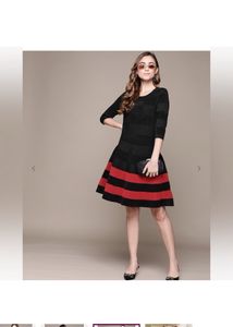 LABEL RITU KUMARFlared Dress with Contrast Stripes