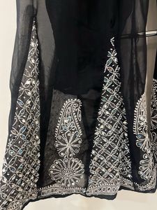 Black Chikankari Mirror Bell Bottoms