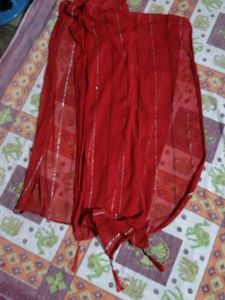 Red &amp; Silver Striped Scarf