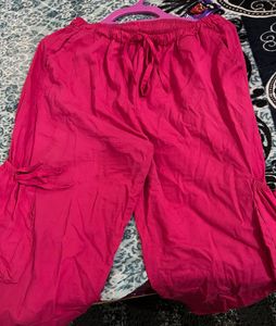 Pink Cotton Capris with Pockets