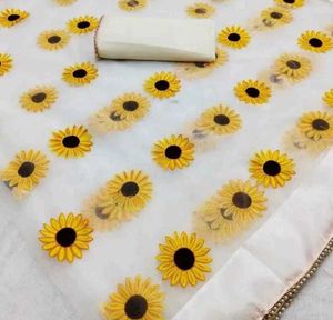 White Floral  Saree  With