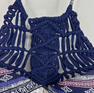 Paisley Print Crochet Bikini Top