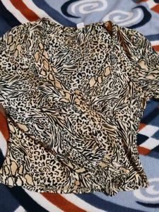 Animal Print Button-Down Top