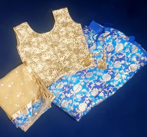 Blue And Golden Lehenga😊
