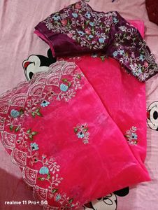 Pink Sequence Embroidered Saree