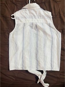 Sleeveless Striped Draped Vest