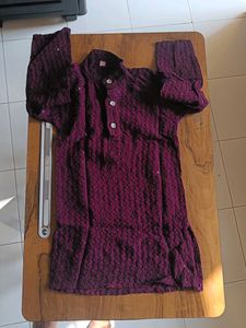 Maroon Embroidered Kurta