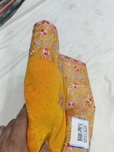 Elegant Yellow Embroidered Saree