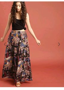 Multicolored Side Cut Long Skirt 22