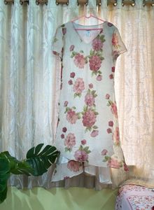 Floral Chiffon Overlay Dress