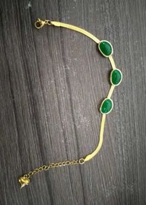 Gold &amp; Green Stone Bracelet