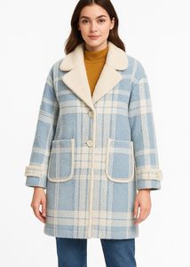 Plaid Wool Blend Coat