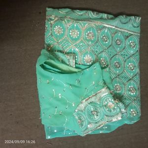 Fully Work Saree With Blouse Size 34to36