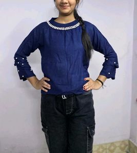 Blue Pearl Top Long Sleeve