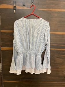 Striped Tie-Neck Top