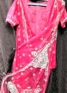 Red bridal Lancha net 3 pieces Koti,Lehenga,Dupatt