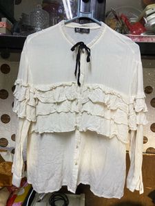Ruffled Cream Top