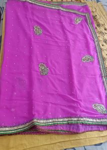 Pink Saree with Embellishments