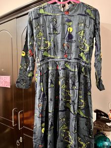 Greyish Blue Frock Kurti