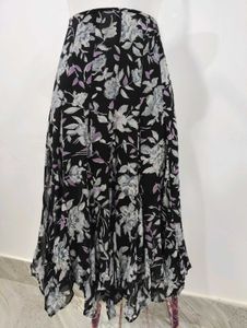 Floral Hem Midi Skirt