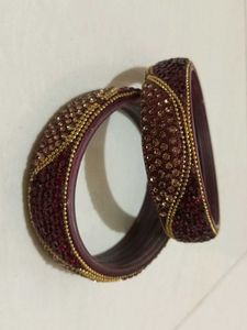 Sparkling Red &amp; Gold Bangles - Set of 2