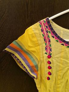 Yellow Embroidered Kurta