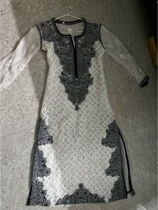 Black & White Embroidered Chikankari Kurti