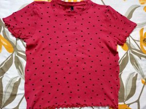 Grey Korean Trouser And Red Crop Top