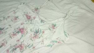 White Flare Dress With Beutiful Flower Print 🌸