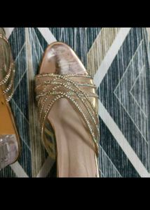 Gold Heels with Rhinestones