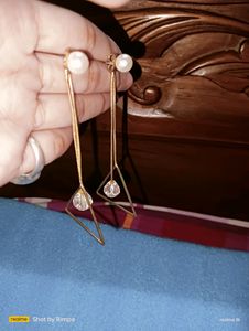 Triangle Pearl Earrings
