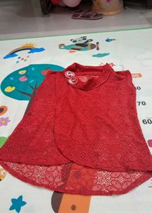 Red Color  Net Top And Shrug.